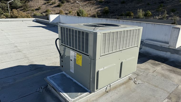Rooftop package AC unit close-up