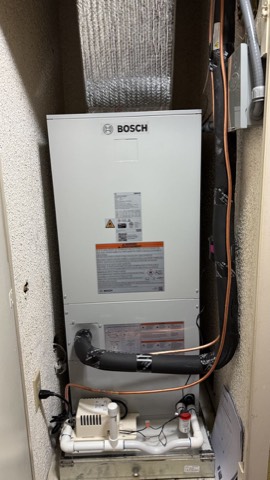 Bosch air handler installed in closet