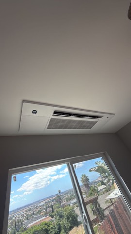Ceiling cassette mini-split with city view